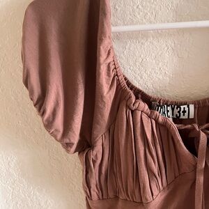 Soft Brown Puff Sleeve Top